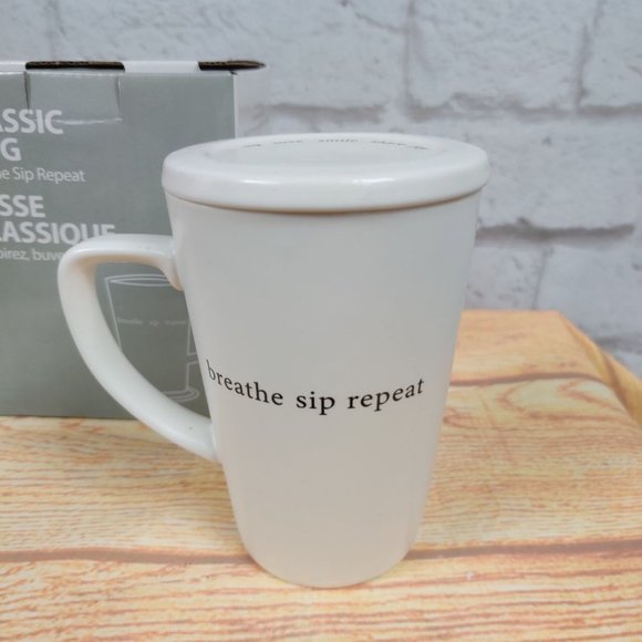 Sipology Steeped Tea Breathe Sip Repeat Coaster Covered Classic Cup Mug New - Picture 8 of 8
